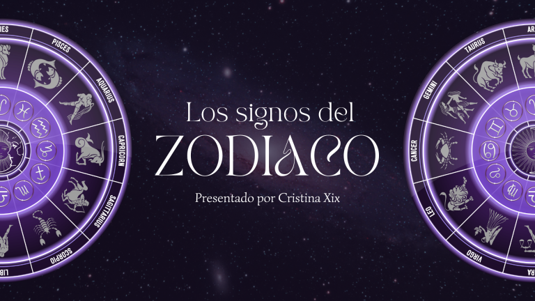 Presentación signos del zodiaco místico astrológico violeta y negro