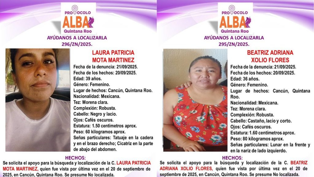 Laura Patricia y Beatriz Adriana están desaparecidas desde el 20 de septiembre