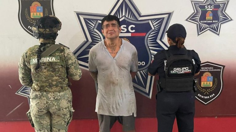 Elementos de seguridad y Marina detuvieron a un hombre que intentó agredir sexualmente a una mujer en la Región 94 de Cancún.