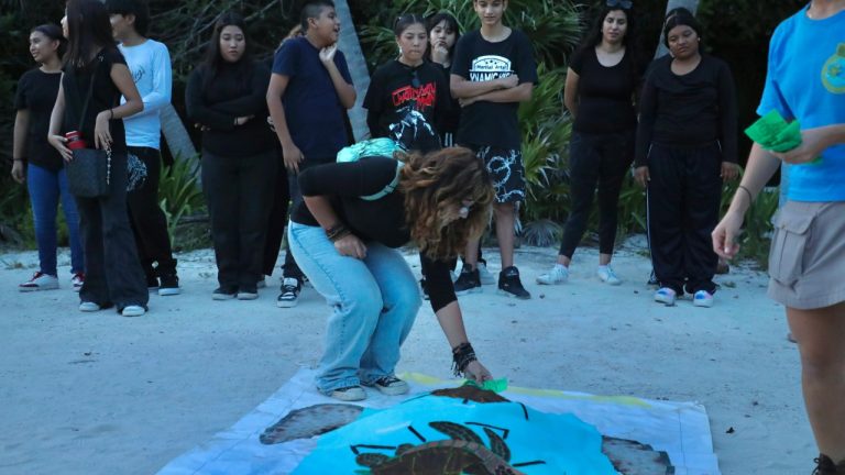 Estudiantes del programa PAMAR del DIF Playa del Carmen participaron en una jornada ambiental en Xcacel-Xcacelito, donde aprendieron sobre la conservación de las tortugas marinas