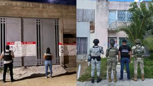 Dos operativos conjuntos permitieron asegurar marihuana, un arma de fuego y demás indicios en inmuebles de Cozumel y Cancún.
