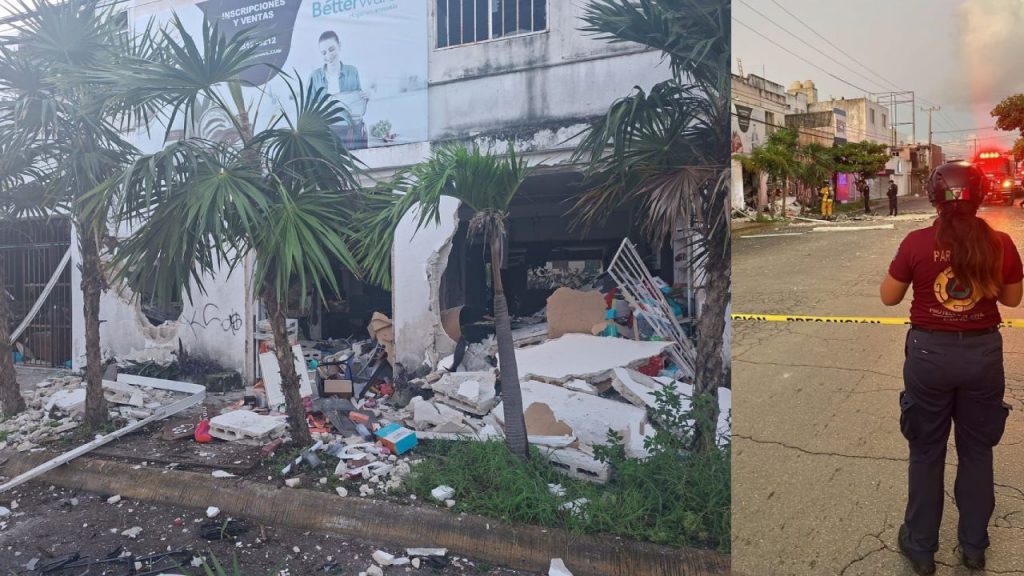 Una fuga de gas LP provocó una explosión que destruyó una vivienda y dañó otras dos en la Supermanzana 51 de Cancún.