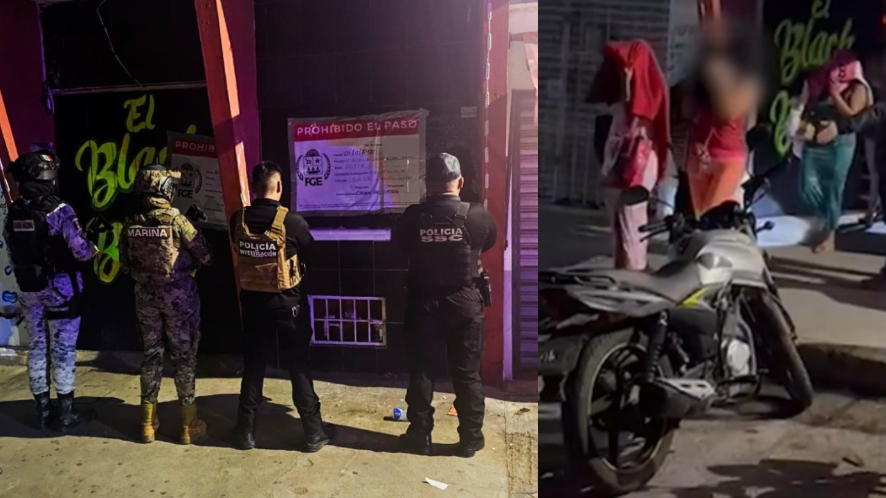 La FGE y autoridades federales realizaron un cateo en un bar de Cancún, donde rescataron a 14 mujeres víctimas de trata.