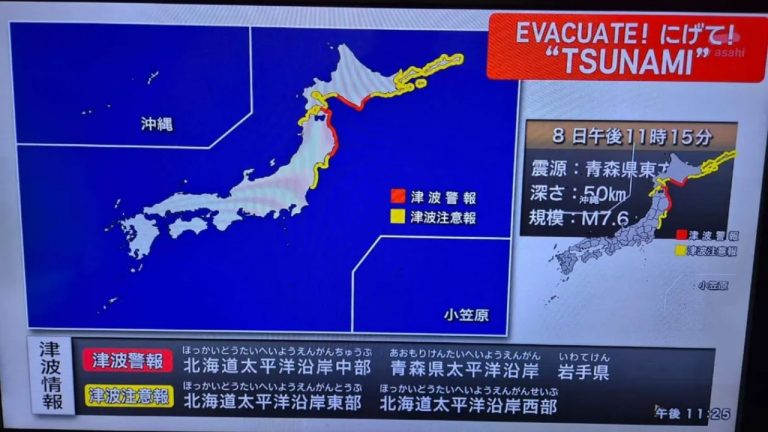 Un sismo de 7.6 sacudió el norte de Japón, dejó heridos y provocó la evacuación de más de 23 mil personas ante la alerta de tsunami.