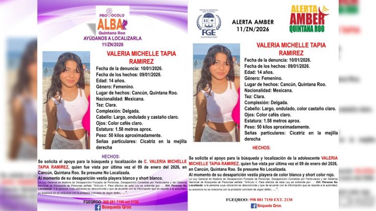 Autoridades estatales solicitan apoyo ciudadano para encontrar a Valeria Michelle, vista por última vez el 9 de enero.