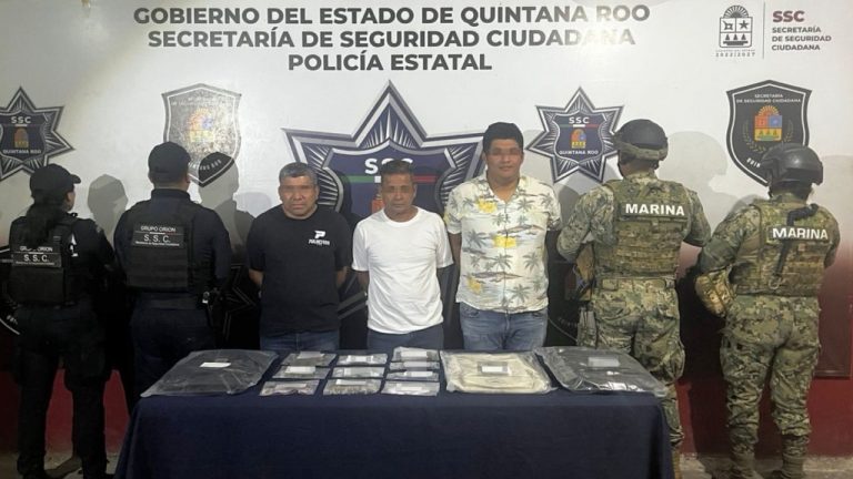 Caen tres con presunta droga en la supermanzana 239