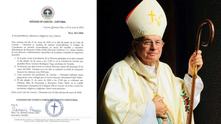 Iglesias de Quintana Roo realizarán misas y repique de campanas en honor al obispo Pedro Pablo Elizondo.