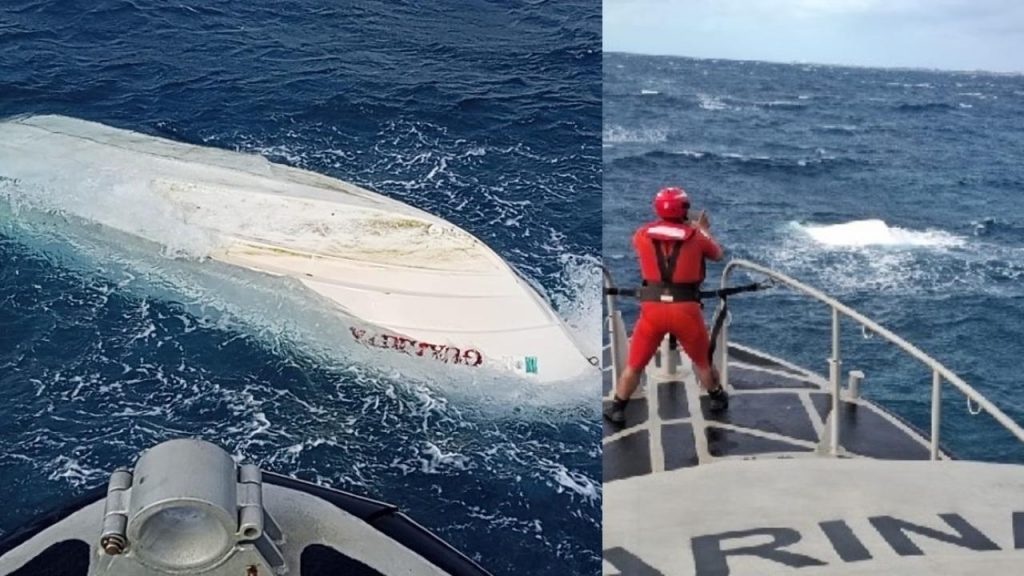 Localizan lancha volcada con tres tripulantes frente a Isla Mujeres