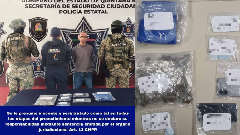Óscar Alberto “N” fue detenido en Puerto Juárez con diversas dosis de droga; autoridades lo vinculan con el grupo “Los Pelones”.