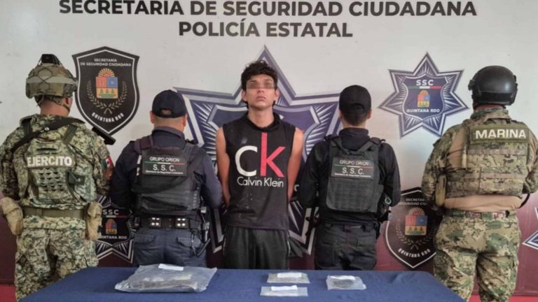 Autoridades detuvieron en Cancún a Ángel Rogelio “N”, presunto implicado en delitos contra la salud y vinculado a robos con violencia.