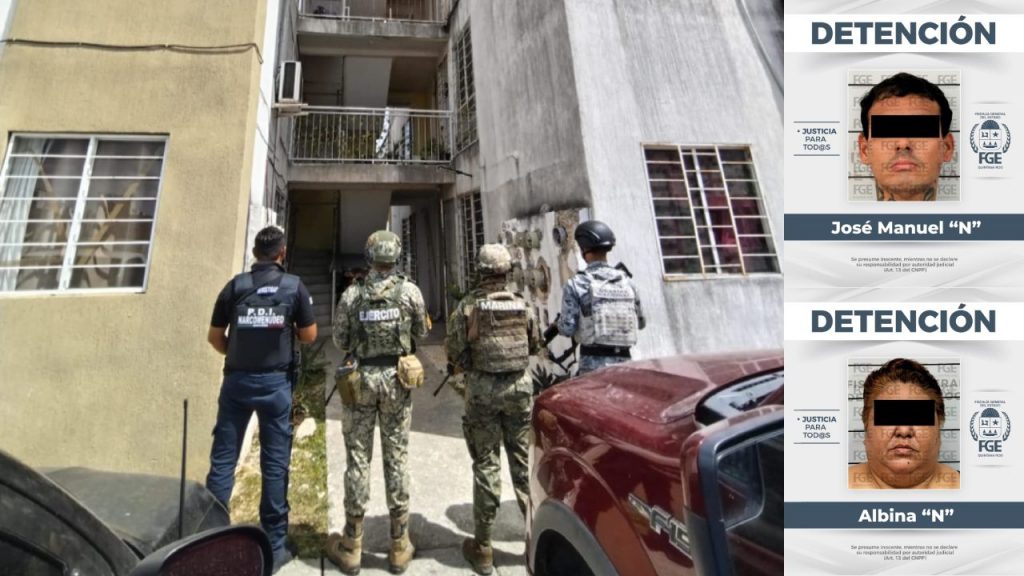 Cateo en Residencial Turquesa de Cancún dejó dos detenidos y el aseguramiento de presuntas drogas durante operativo federal.
