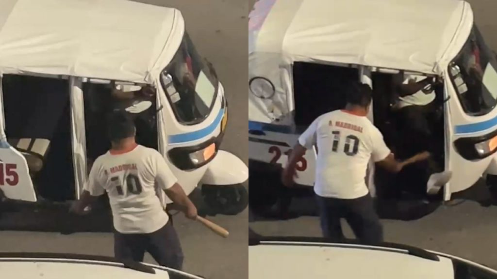 Un presunto taxista fue grabado agrediendo a un mototaxista de la tercera edad en Playa del Carmen, lo que le provocó una fractura.