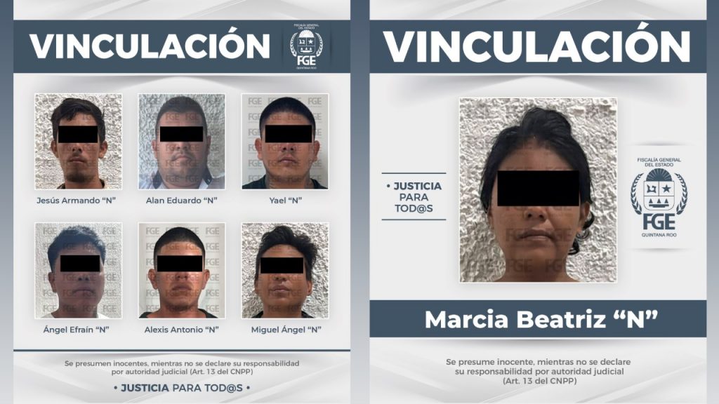 La Fiscalía General del Estado informó la vinculación a proceso de siete personas detenidas en distintos operativos en Cozumel.